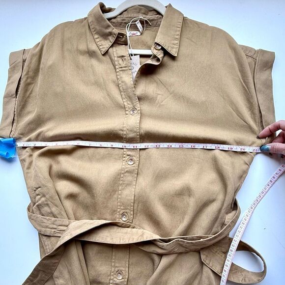 NWT faherty “Arlie” short sleeve shirt dress in Tan. Size M - Picture 9 of 13